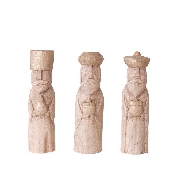 HandCarved Mango Wood Wise Men Sculpture，Set of 3