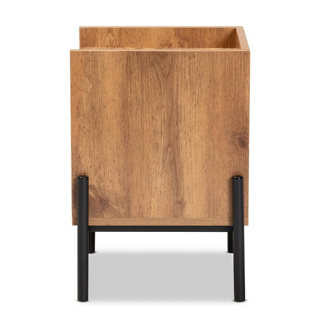 Tasman Wood And Metal End Table Natural Brown black Baxton Studio