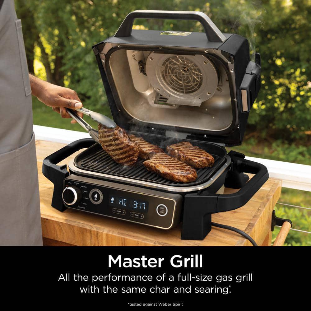 NINJA Woodfire Outdoor Grill and Smoker 7in1 Master Grill BBQ Smoker and Air Fryer in Gray