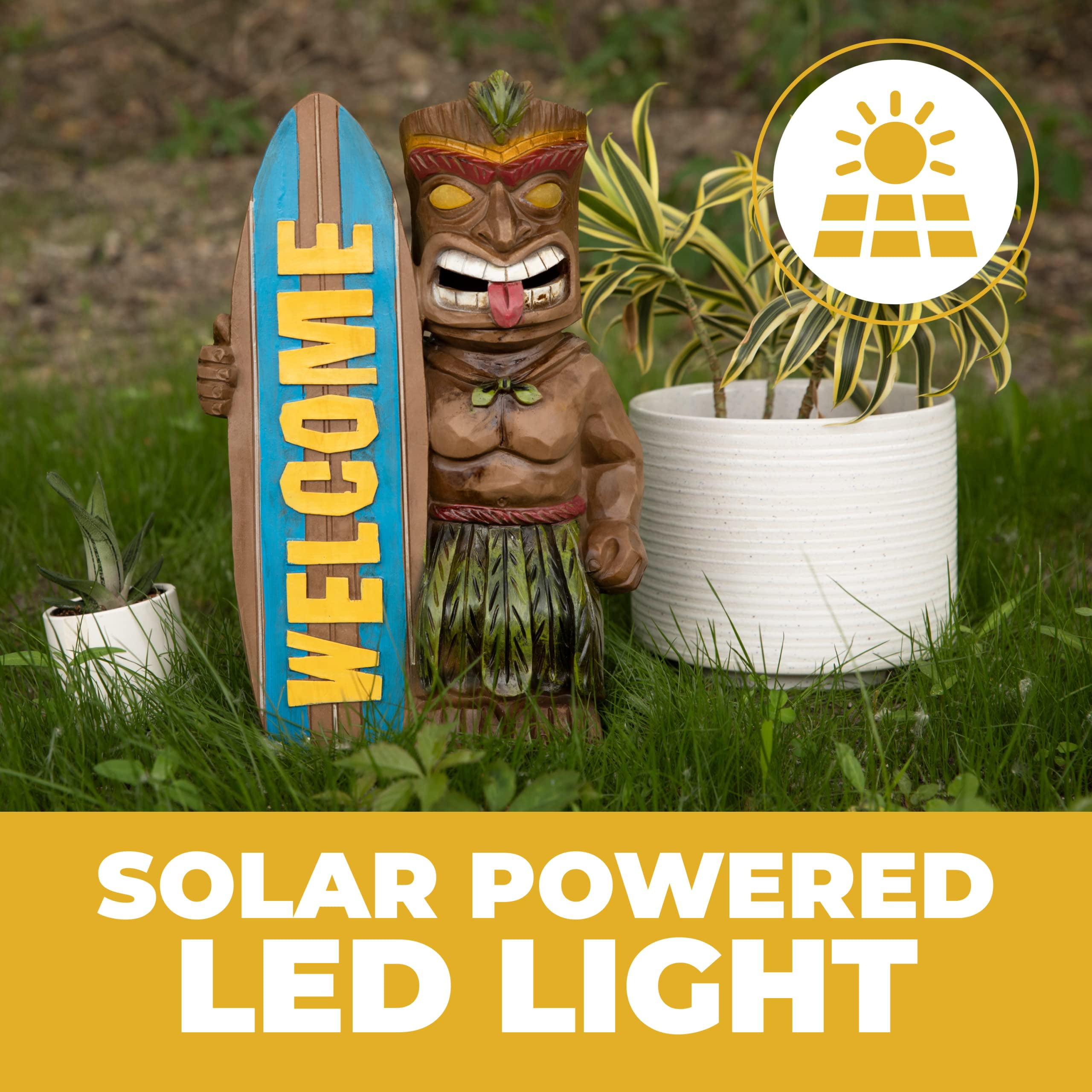 Dawhud Direct | Vp Home Tiki Welcome Surfboard Solar Powered Led Outdoor Decor