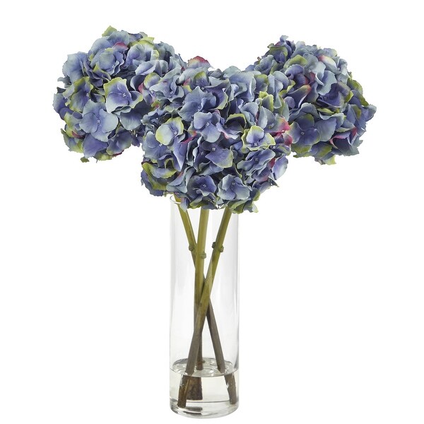 18 Hydrangea Artificial Arrangement in Glass Vase