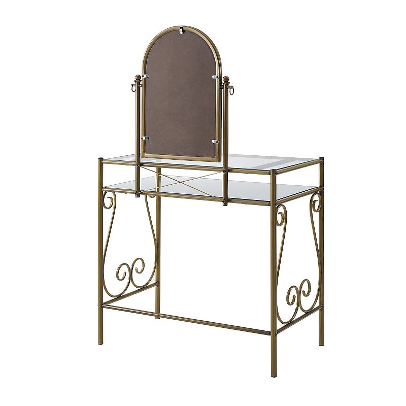 Linon Clarisse Vanity Table and Stool 2-piece Set