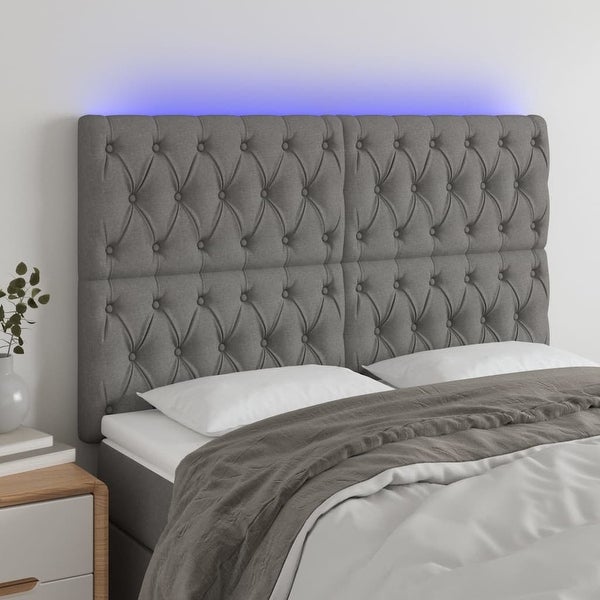 vidaXL LED Headboard Dark/Light Gray Fabric - - 37421103