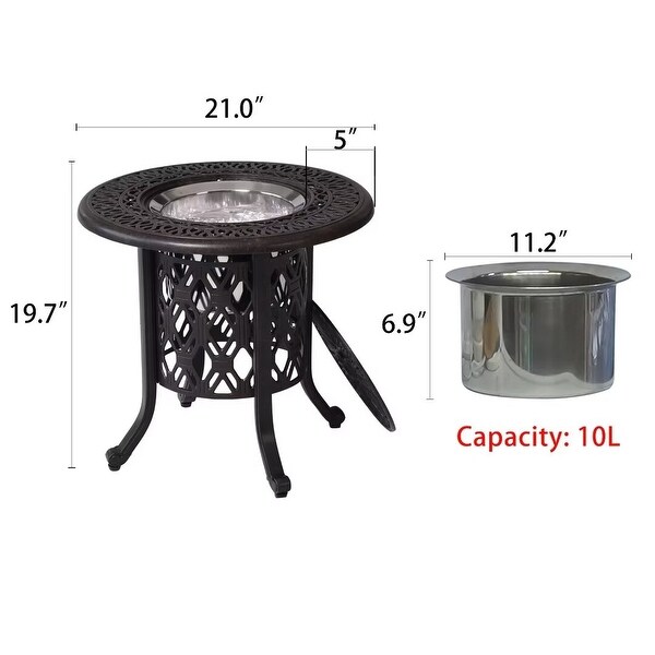 Outdoor Aluminum side table，Food Grade 304 Stainless Steel Ice Bucket