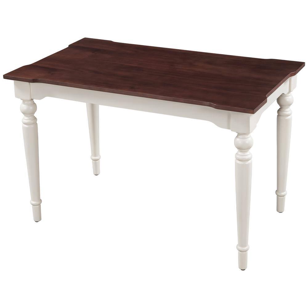 Polibi 47.2 in. L Rectangular Cherry Wood Top with White Frame etro Classical Dining Table RS-RCWTWF