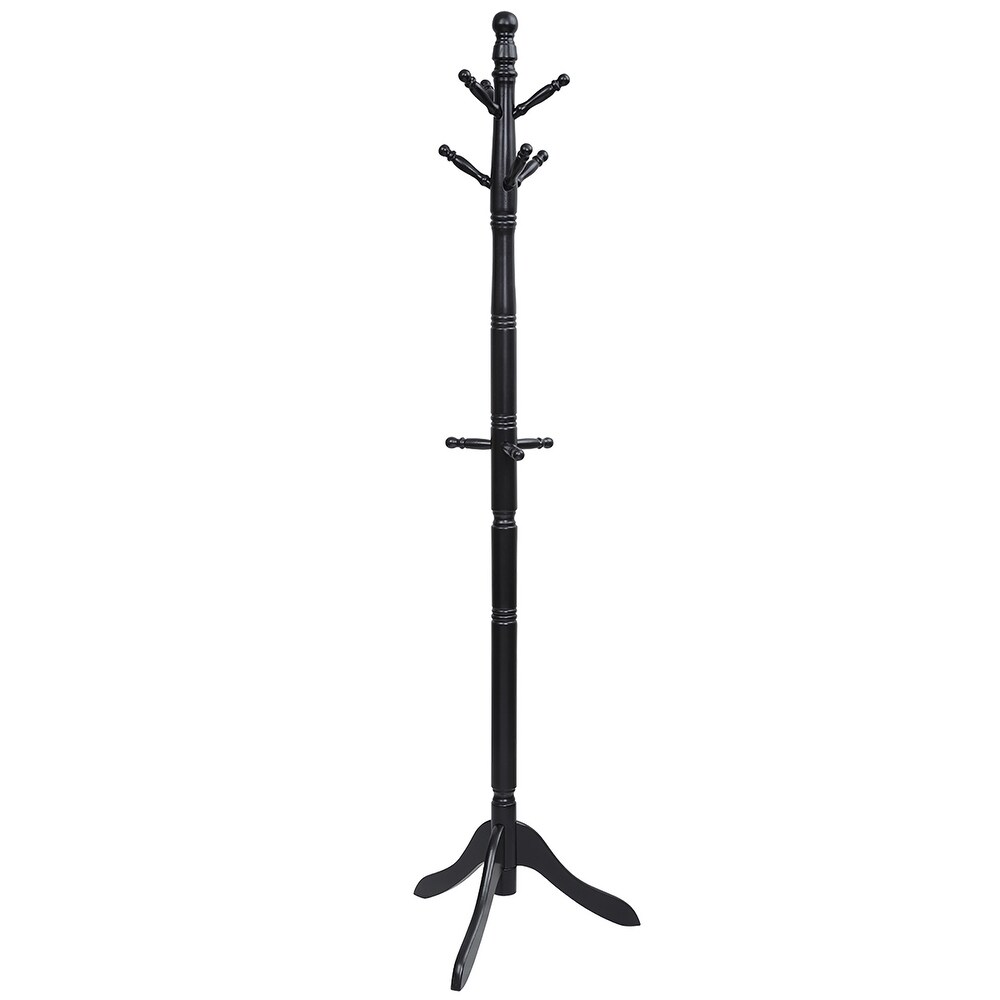 Costway Coat Rack Wooden Hall Tree 2 Adjustable Height w/ 9 Hooks   See details