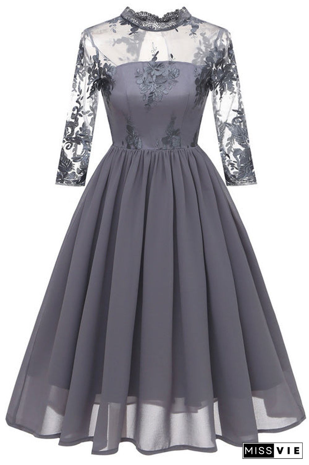 Grey A-Line Cocktail Party Graduation Dress