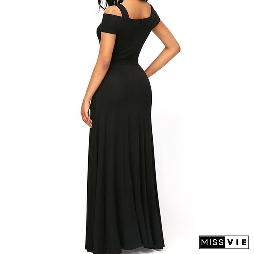 Womens Cold Shoulder V Neck Bodycon Prom Evening Club Maxi Long Dresses Party Dress