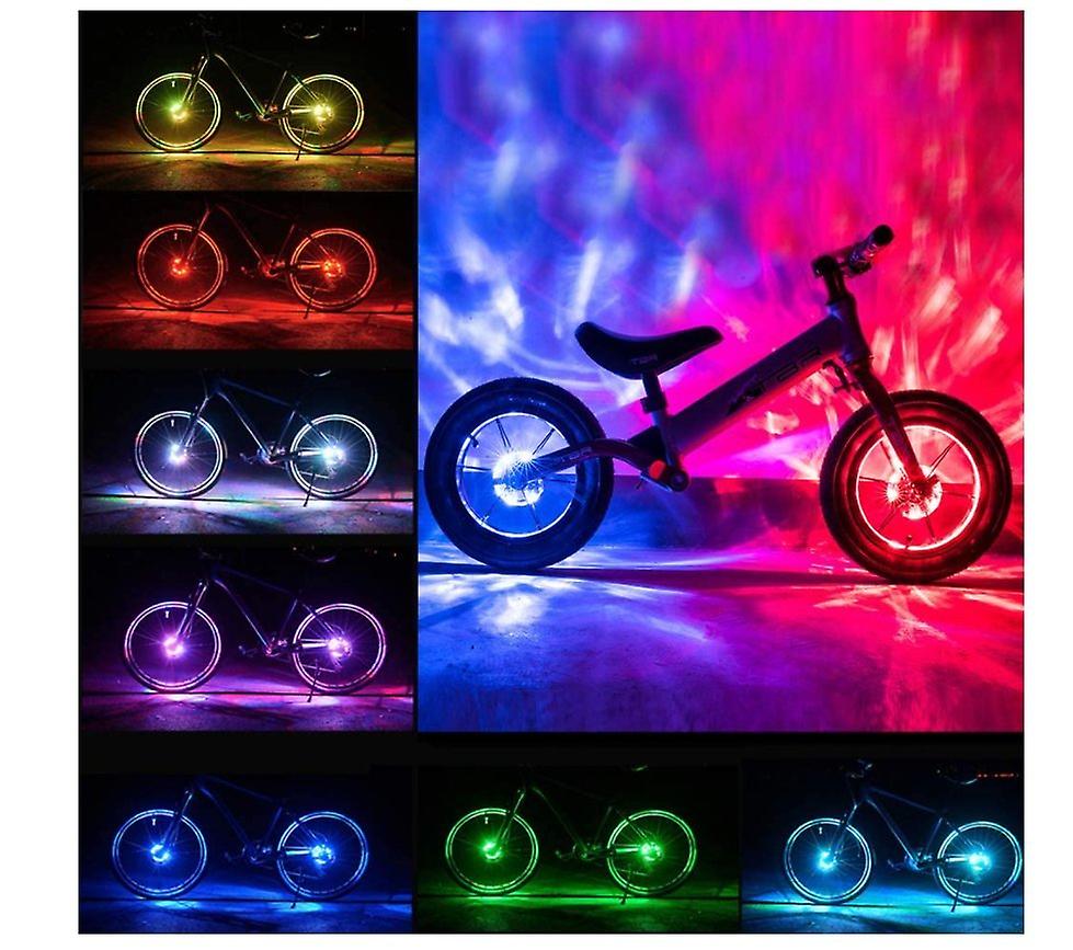 Bike light， 7 Colors 18 Modes USB Rechargeable Waterproof LED Cycling Bicycle Safety Warning Spoke Decoration Light (White)