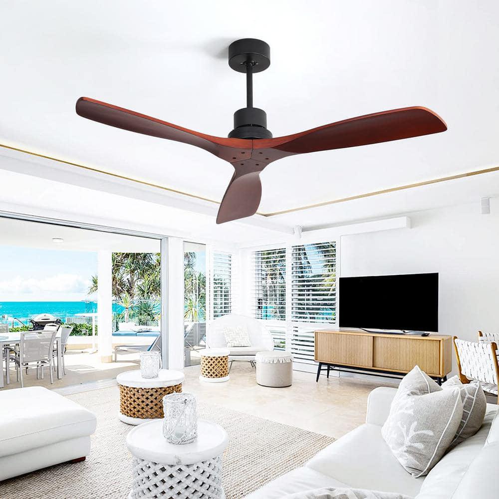 BANSA ROSE Sunine 52 in Indoor Matte Black Smart Ceiling Fan Whit 6Speed LongHandled DC Remote Control