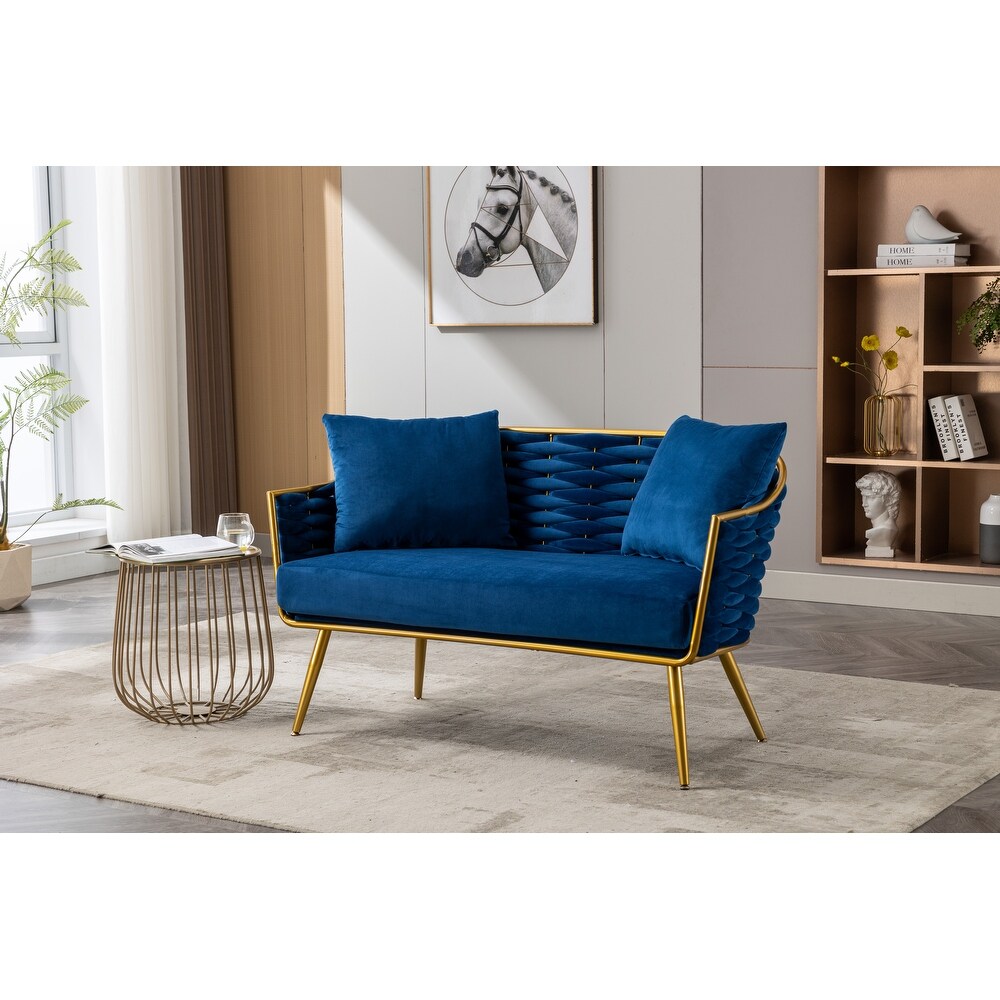 Velvet Accent Chair Modern Upholstered Armsofa Tufted Sofa with Metal Frame