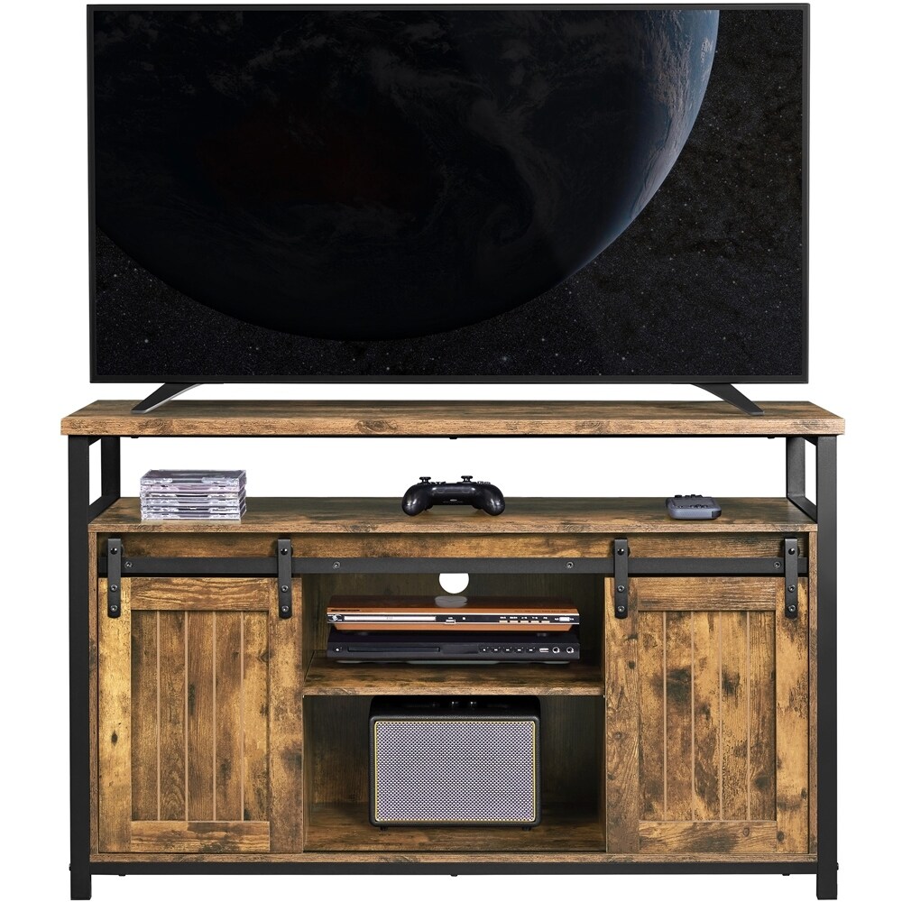 Yaheetech Industrial TV Cabinet with Sliding Doors for 55 inch TVs