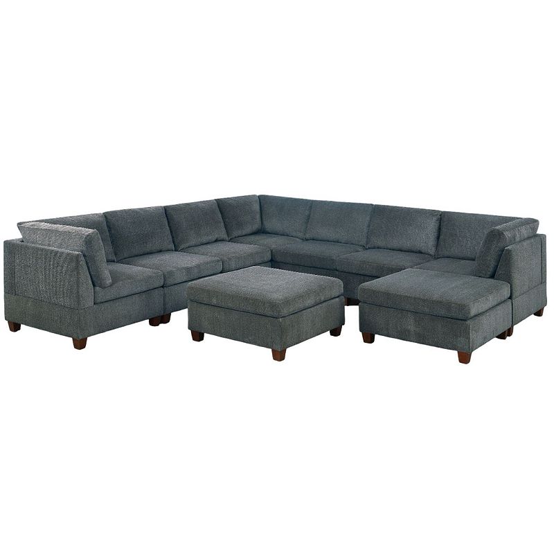 F.c Design 9pc Set Large Family U-sectional Modern Couch Chenille Modular Sectional