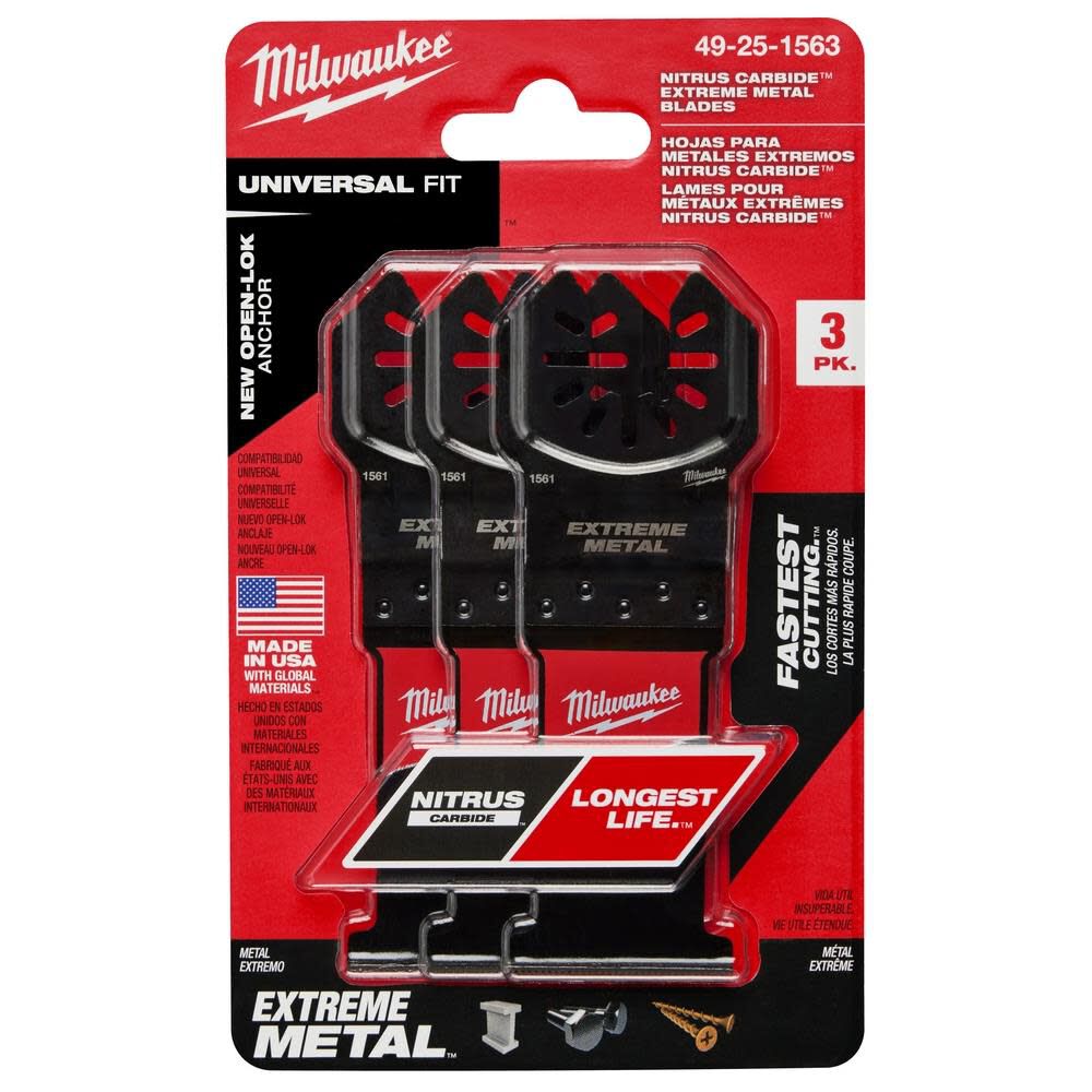 MW NITRUS CARBIDE Extreme Metal Universal Fit OPEN LOK Multi Tool Blade 3pk 49-25-1563 from MW