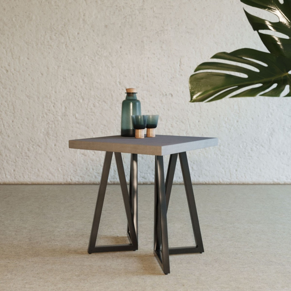 Mykolas Modern Concrete and Black Metal End Table   Modern   Side Tables And End Tables   by Virgil Stanis Design  Houzz