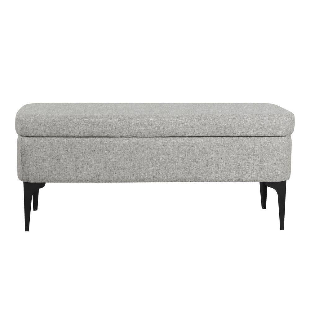 Homepop Large Modern Sustainable Gray Woven Storage Bench 17.5 in. H x 42 in. W x 14.5 in. D K8653-F2297