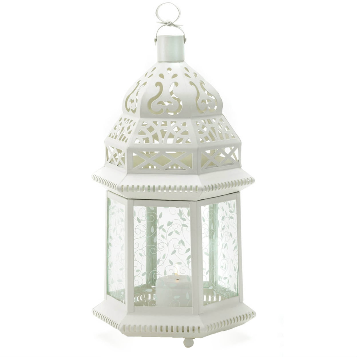 Home Decorative Vine Patterned Glass Garden Lantern - 15 inches