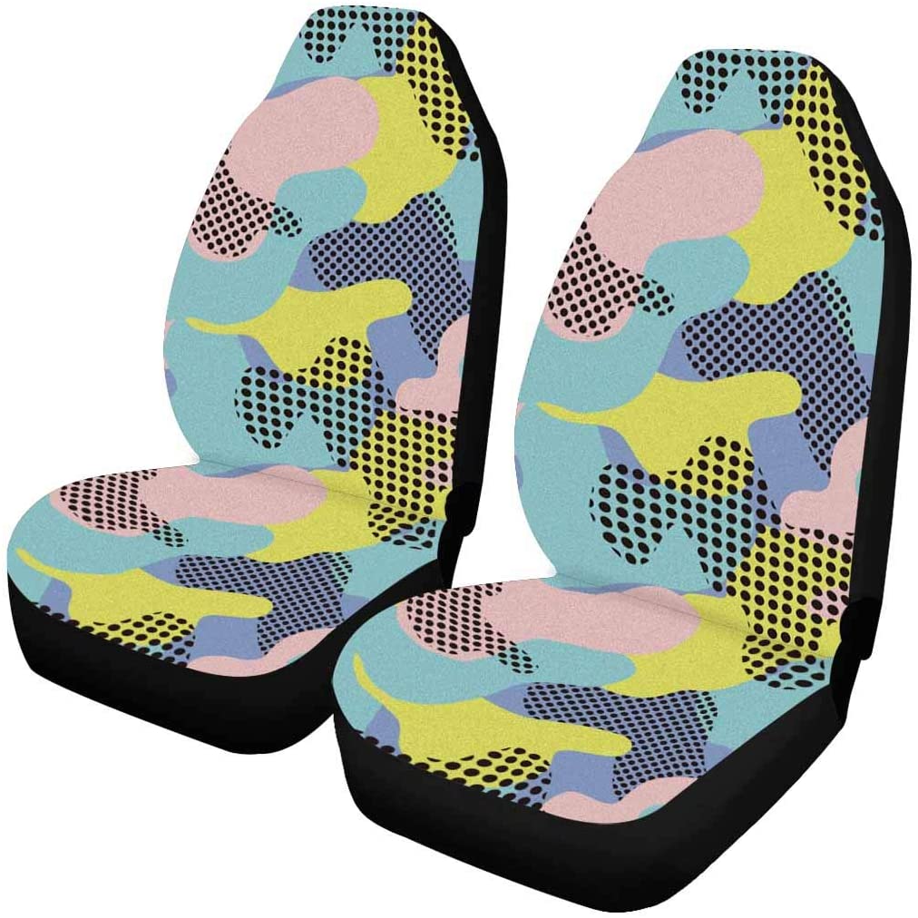 KXMDXA Set of 2 Car Seat Covers Geometric Pattern with Abstract Camouflage Universal Auto Front Seats Protector Fits for Car，SUV Sedan，Truck