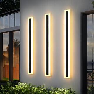 YANSUN 1-Light Black Modern Integrated LED Outdoor Wall Light Waterproof Porch Light Wall Lantern Sconce for Garden H-WL035