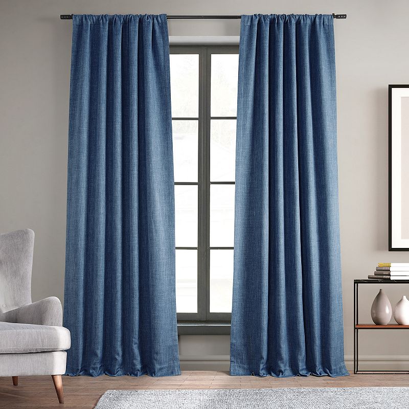 EFF 1-Panel Solid Faux-Linen Window Curtain