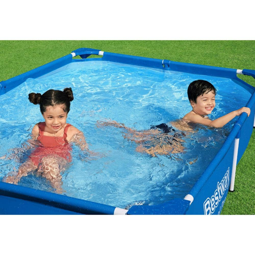 Bestway Pro 87 in. x 59 in. Rectangular 17 in. Deep Metal Frame Above Ground Pool 56545E-BW