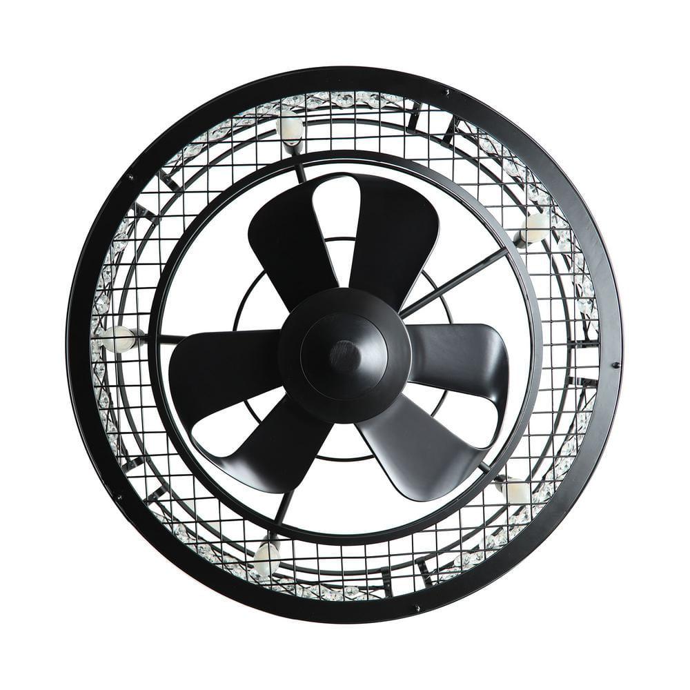 Parrot Uncle Wright 27 in Indoor Black Crystal Caged Low Profile Ceiling Fan with Light Kit and Remote Control