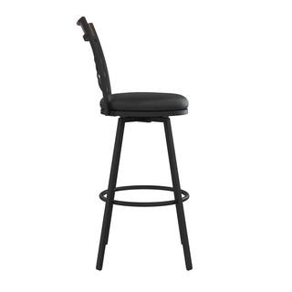 DHP Joss Black Upholstered Faux Leather Seat Adjustable Swivel Barstool (Set of 3) DE96700