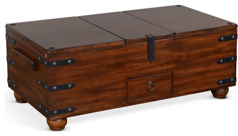 Sunny Designs Santa Fe 48 quotTraditional Wood Trunk Coffee Table in Dark Chocolate   Traditional   Coffee Tables   by Homesquare  Houzz