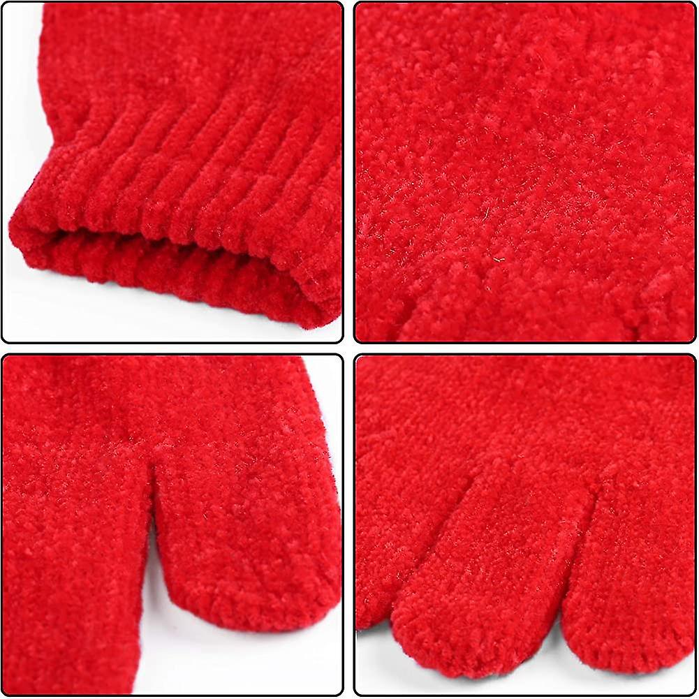 12 Pairs Kids Warm Gloves Chenille Cashmere Stretchy Knitted Gloves For Boys