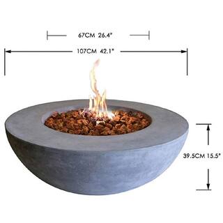 ENVELOR:Envelor Elementi Lunar 42 in. x 42 in. Round Concrete Stainless Steel Propane Burner Fire Pit Bowl with Lava Rock ENV-OFG101-LP