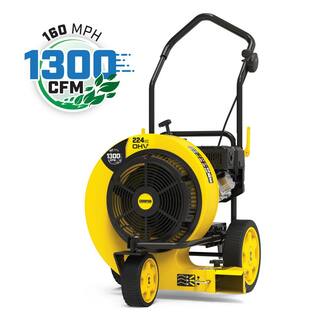 Champion Power Equipment 160 MPH 1300 CFM 224 cc Walk-Behind Gas Leaf Blower with Swivel Front Wheel and 90-Degree Flow Diverter 200947