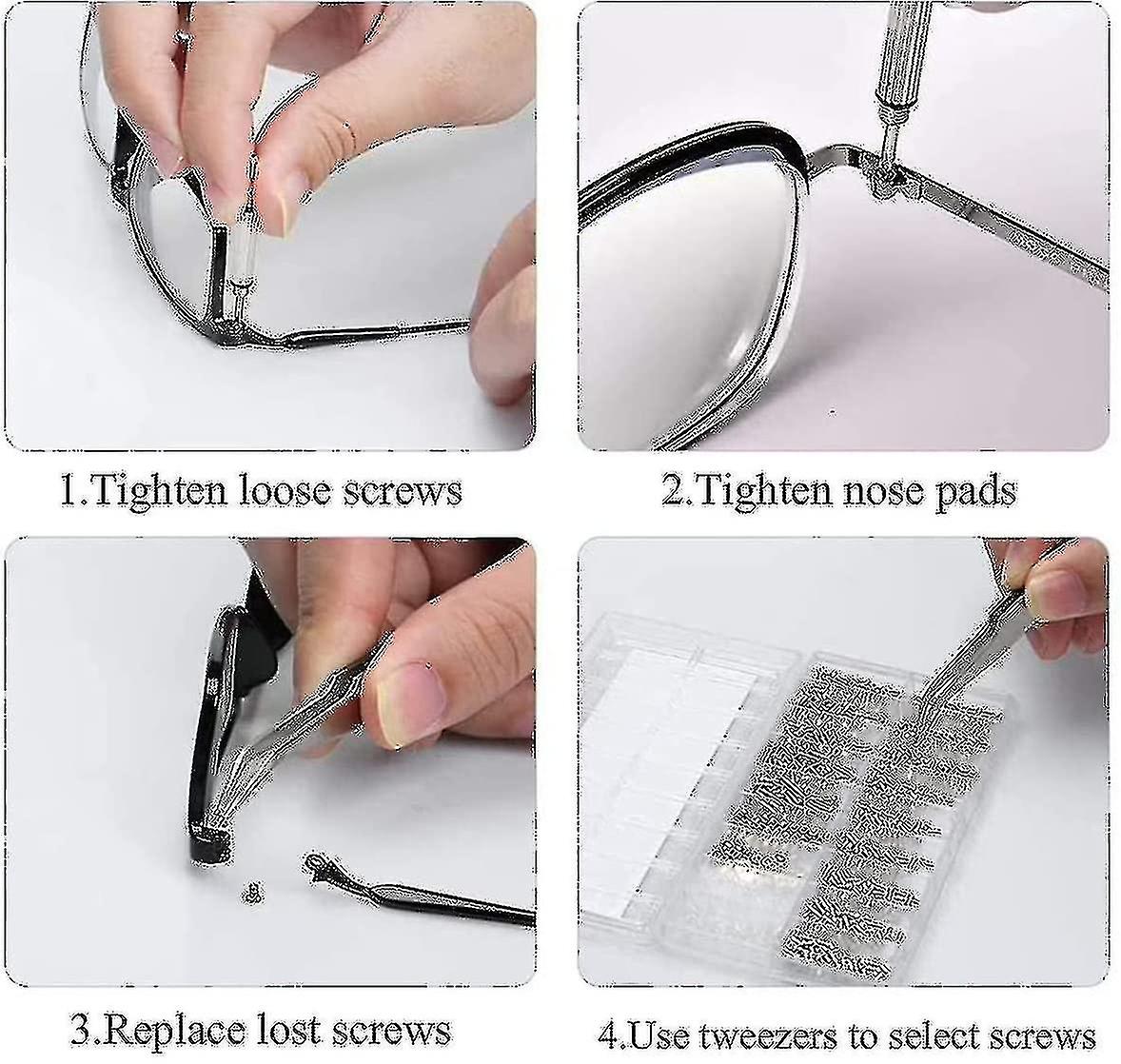 Eyeglass Sunglass Glasses Repair Tool Kit， 500 Pcs Spectacle Repair Screwdriver