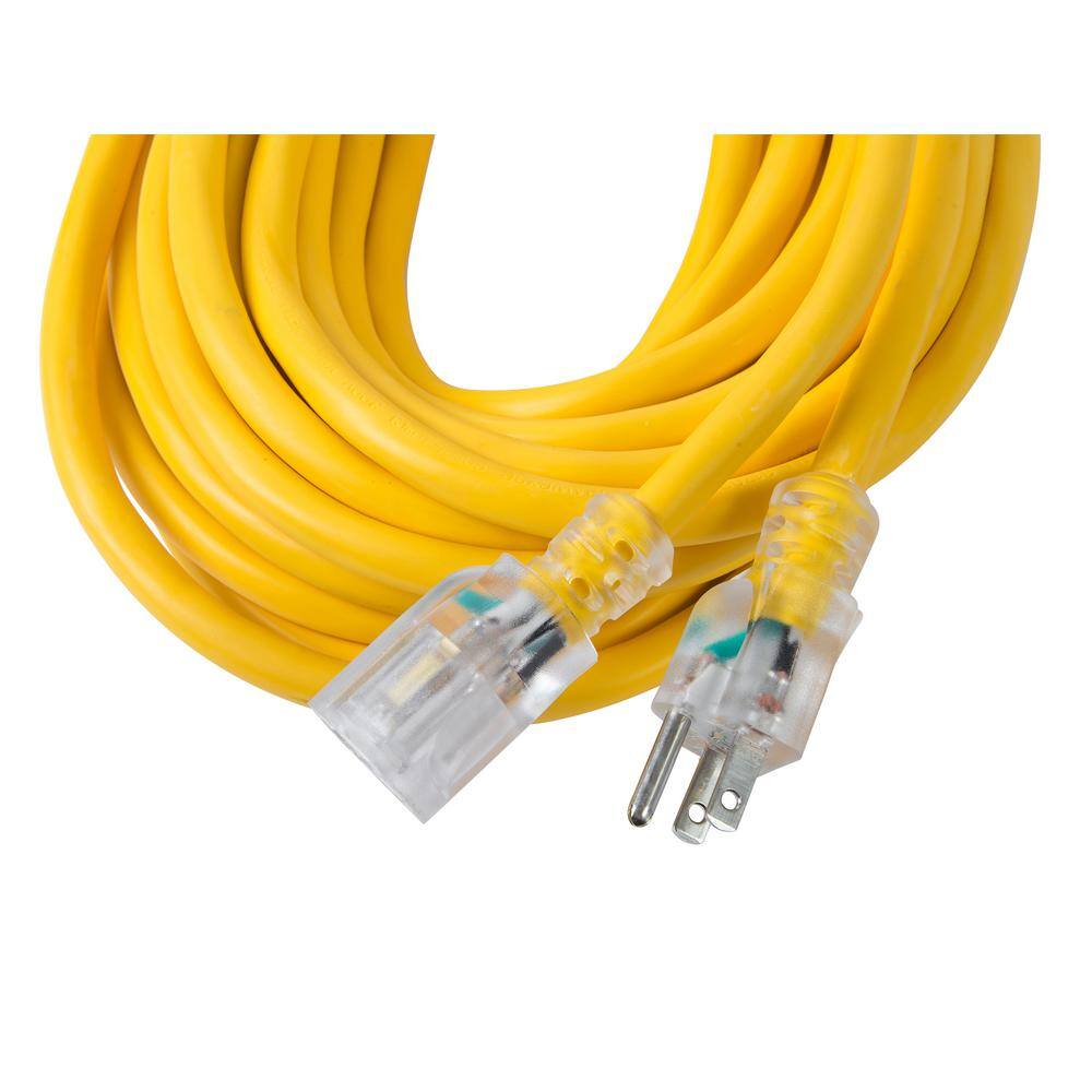 Bergen Industries 100 ft. 123 SJTW 15 Amp125-Volt Outdoor Single Receptacle Extension Cord Yellow OC100123LT