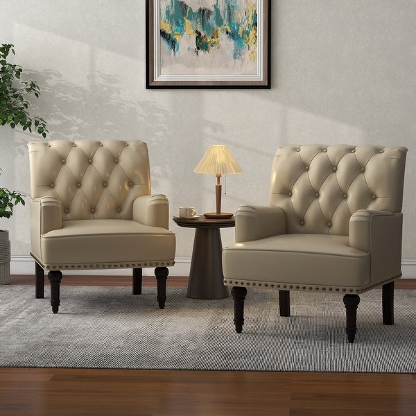 PU Leather Living Room Accent Chair with Tufted Back