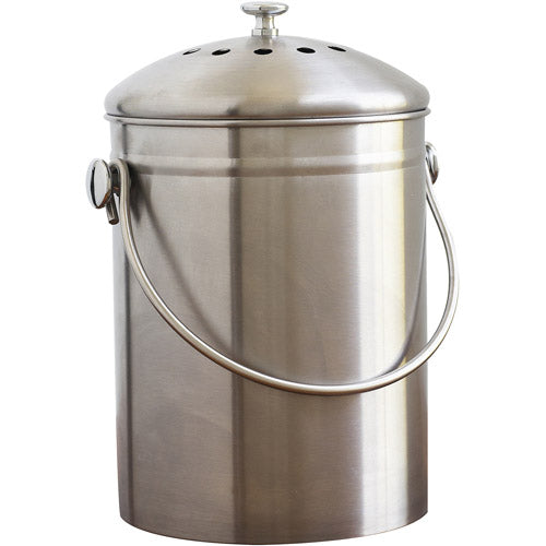 Natural Home 1.3 Gal. Stainless Steel Compost Bin - Silver