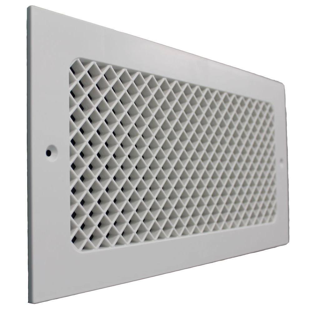 SMI Ventilation Products Essex Wall Mount 14 in. x 6 in. Opening 8 in. x 16 in. Overall Size Polymer Resin Decorative Return Air Grille White EWM614