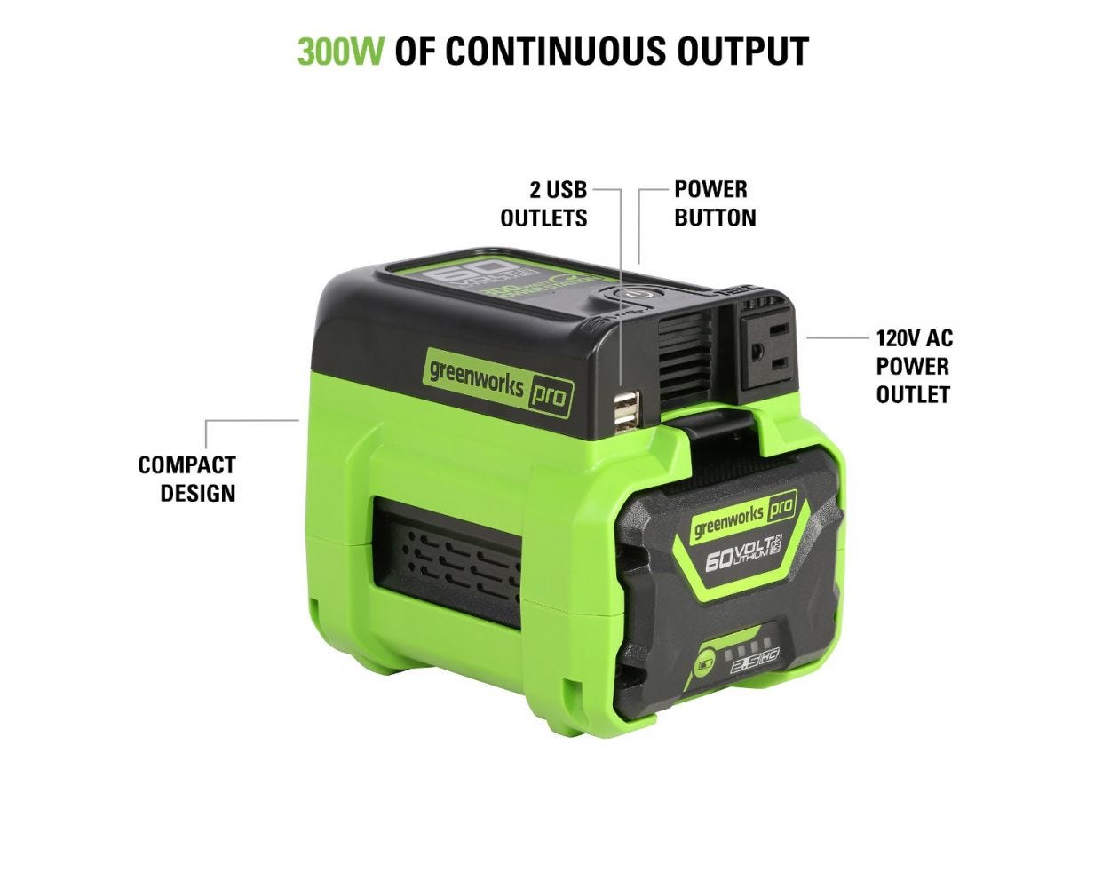 60V 300 Watt Power Inverter | Greenworks Tools