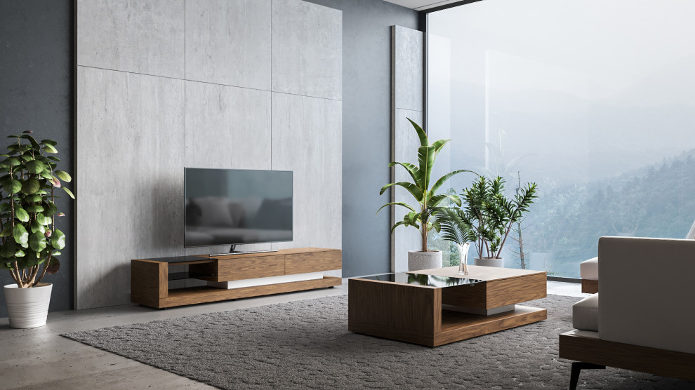 Modrest Mali Modern Walnut TV Stand   Contemporary   Entertainment Centers And Tv Stands   by Vig Furniture Inc.  Houzz