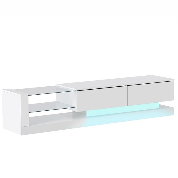 Nestfair Modern Entertainment Center TV Stand with Two Media Storage Cabinets and 16-color RGB LED Color Changing Lights