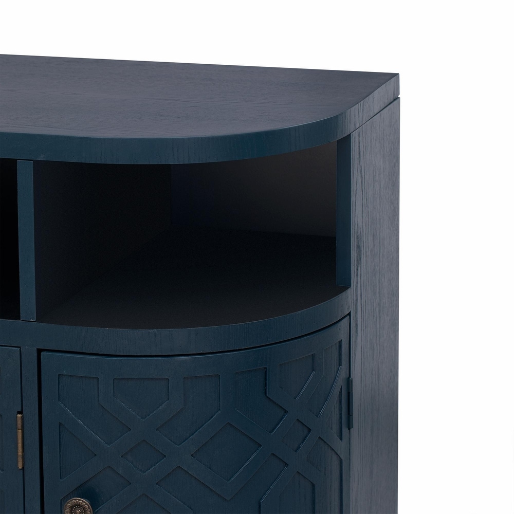 Curved Design Storage Cabinet with Fraxinus Mandschuric Solid Wood Veneer  Four Doors