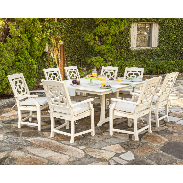 POLYWOOD Outdoor 59 Square Dining Tables -  Farmhouse or Nautical Trestle Style ,  Counter or Dining  Height Table