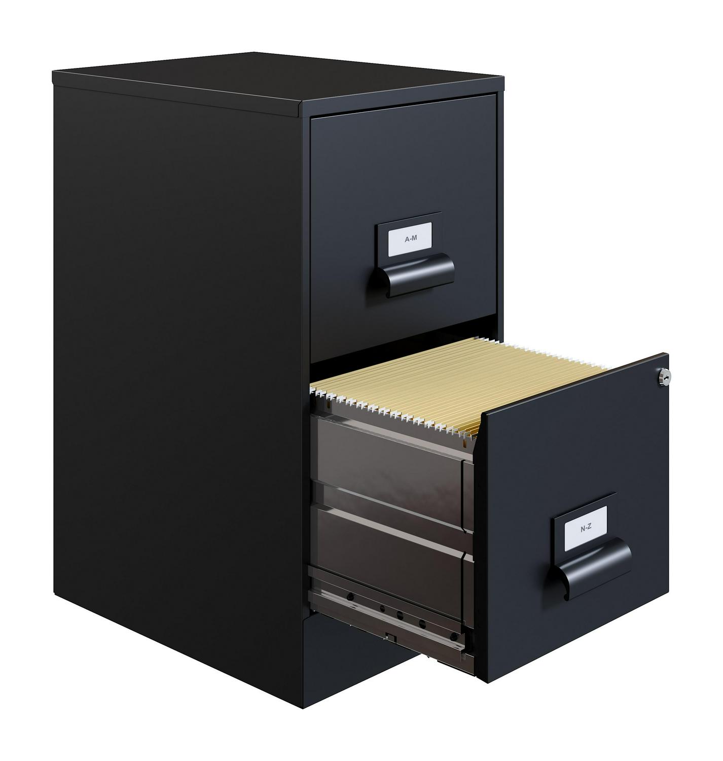 Space Solutions 18 Deep 2 Drawer Premier Letter Width Vertical File Cabinet， Locking， Black