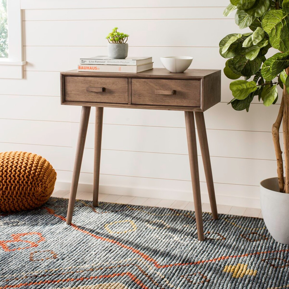 Neena 2 Drawer Console Chocolate   Midcentury   Console Tables   by V.S.D Furniture  Houzz