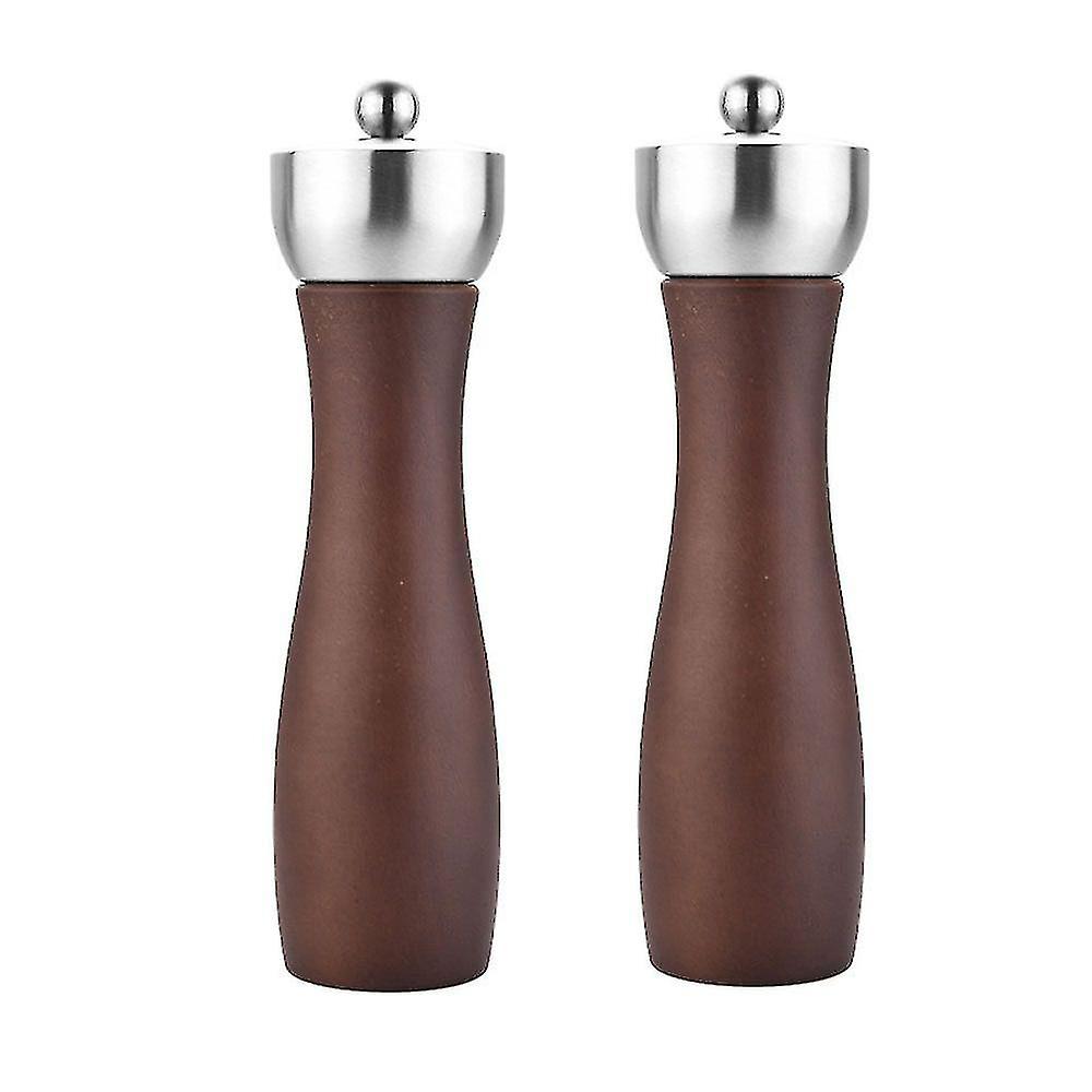 8in Salt And Pepper Grinder Set - Wooden Salt And Pepper Mill Shaker Easy Adjustable Ceramic