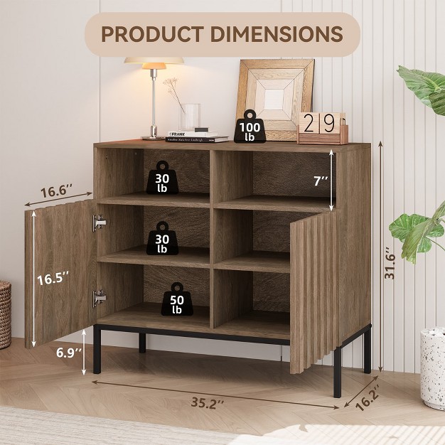 Wood Storage Cabinet Modern Rustic Industrial Buffet Sideboard Display Shelf Storage Cabinet For Living Room