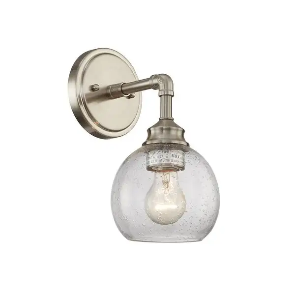 1 Light Vanity Light in Satin Nickel with Clear Seedy Glass - W:5.51*H:11.02*E:7.87