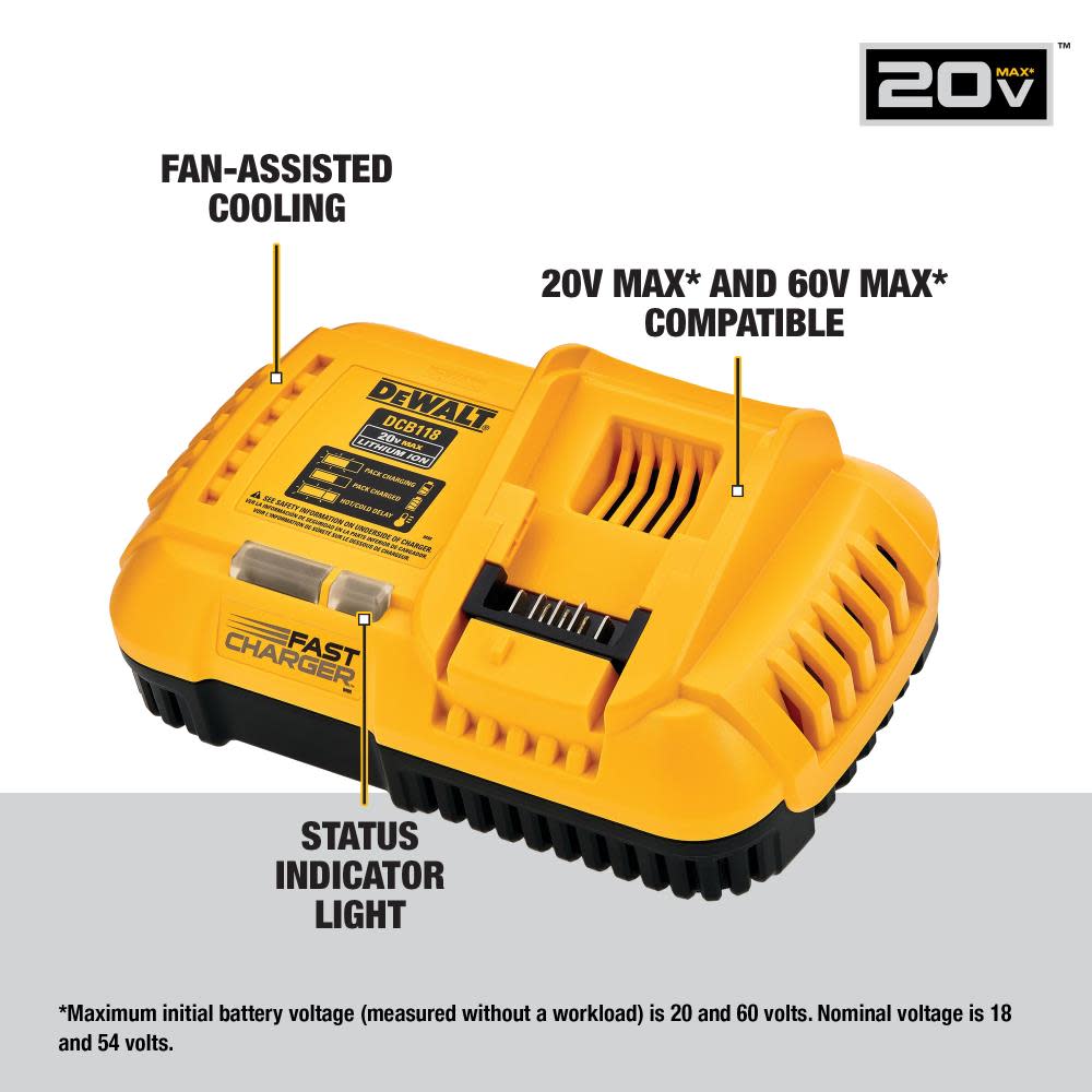 FLEXVOLT 20V MAX* Fan Cooled Fast Charger ;