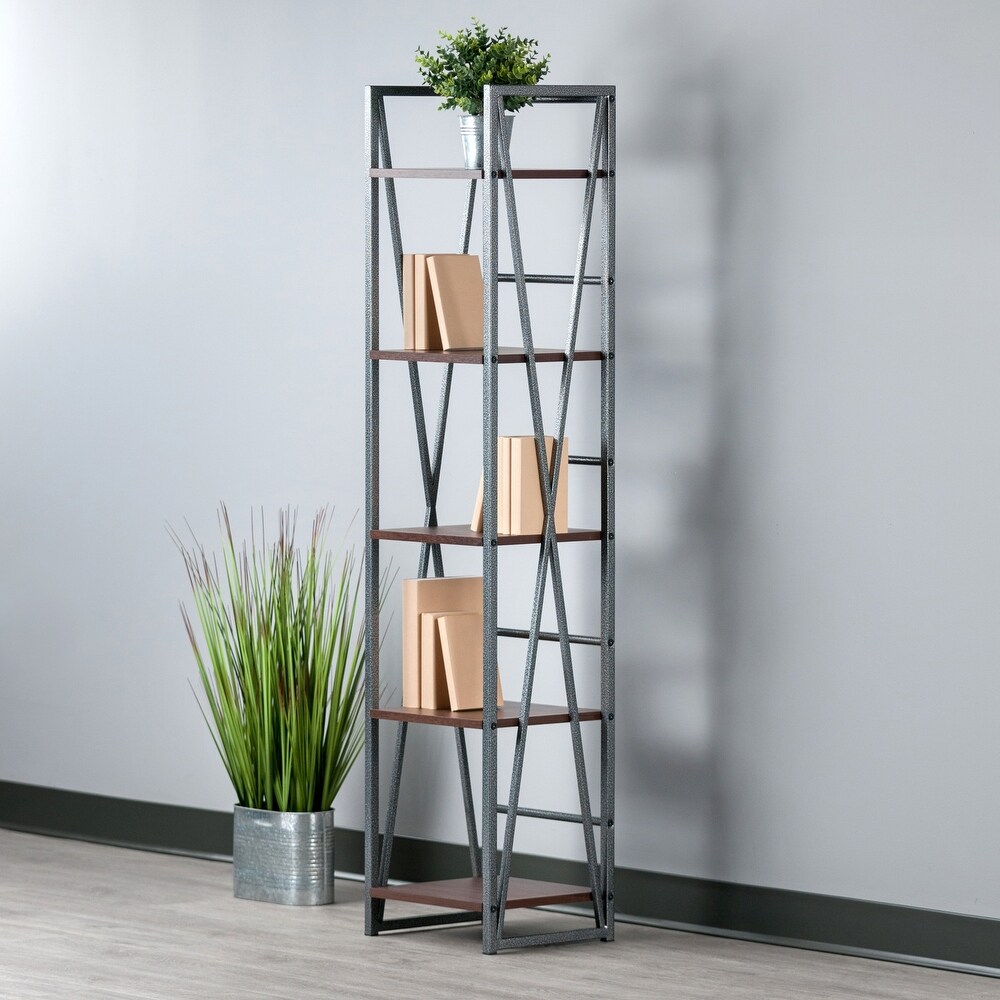 Isa 3/4/5 Tier Shelf  Graphite and Walnut