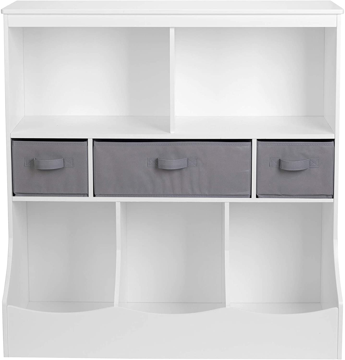 UTEX Toy Storage Organizer with Bookcase, Kid’s Bin Storage Unit with 3 Opening Shelves,White Toys Box Organizer