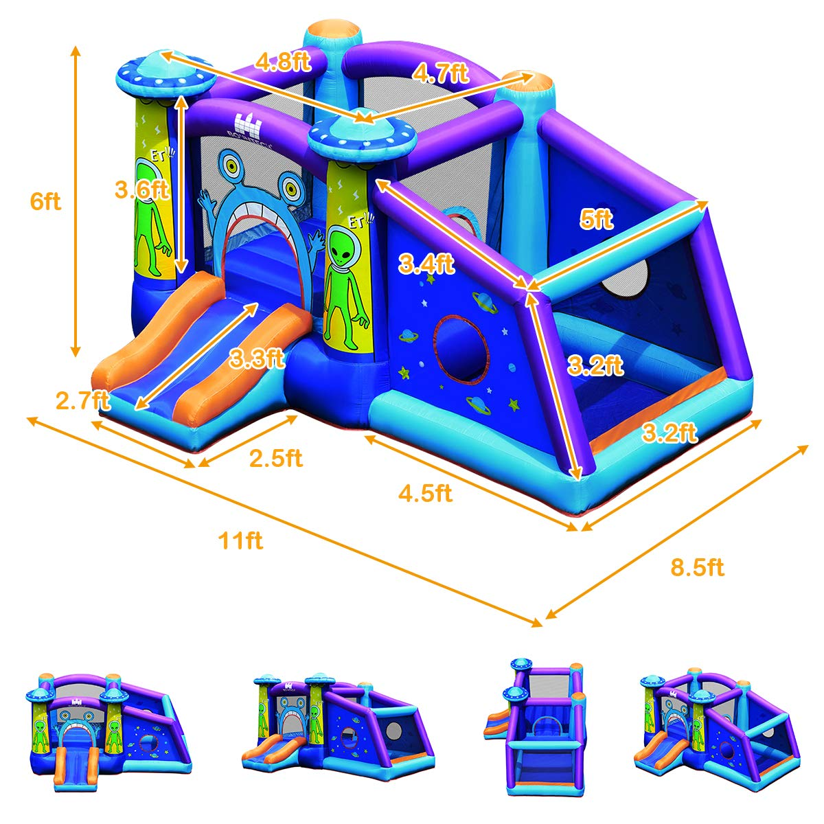 BOUNTECH Inflatable Bounce House, Alien Style Bouncy Castle w/ Large Jumping Area